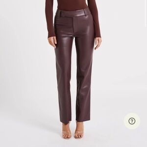 Meshki Laurette Faux Leather Straight Leg Pant - Dark Chocolate